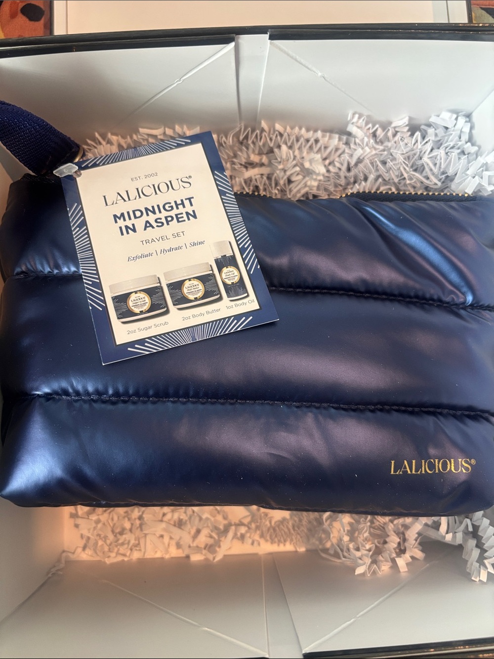 LALICIOUS Midnight In Aspen Quilted Cosmetic Bag - Navy